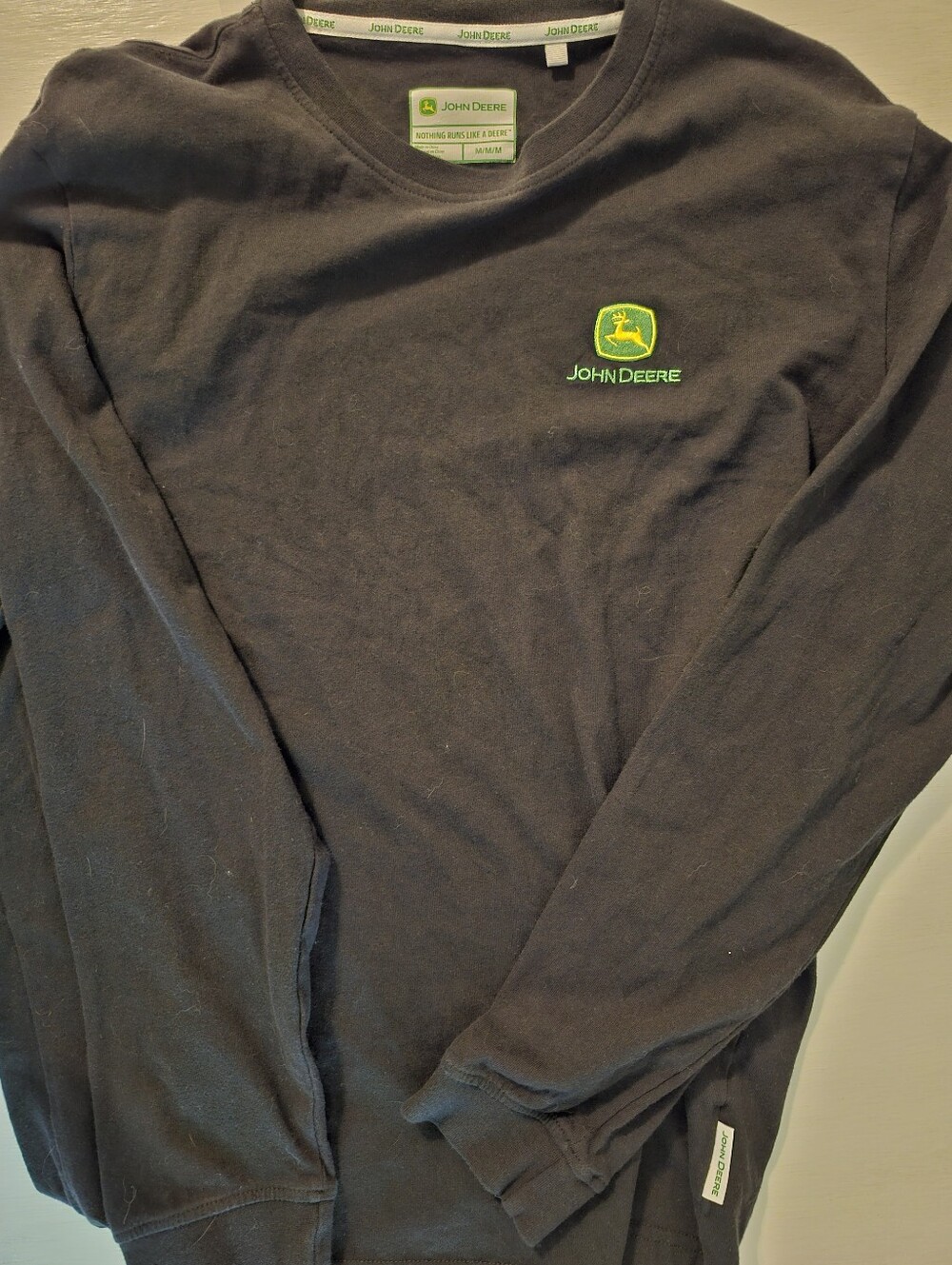 John Deere Black Long-Sleeve Crewneck Shirt Farm Country